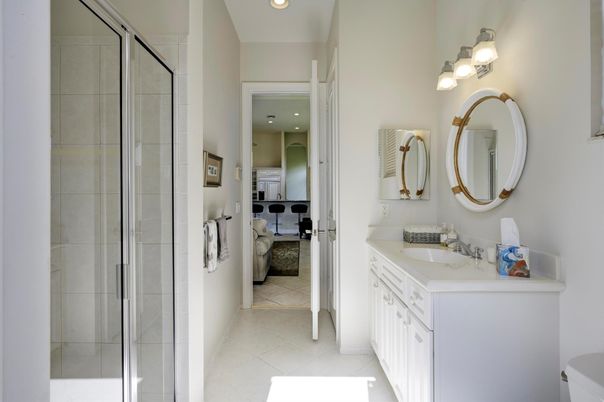 Bathroom, Dual Sink Vanities, Glass Shower, Interior, Recessed Lighting