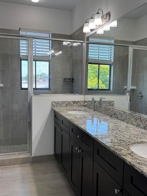 Bathroom, Dual Sink Vanities, Glass Shower, Interior