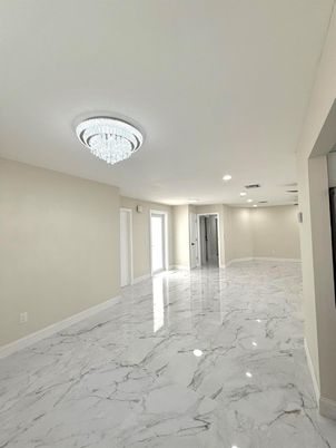 Chandelier, Empty room, Interior, Marble, Recessed Lighting