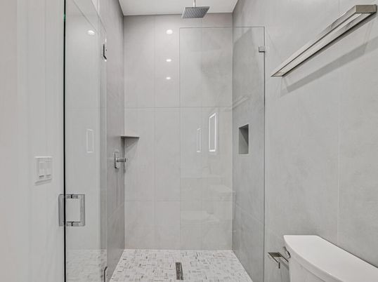 Bathroom, Glass Shower, Interior, Recessed Lighting