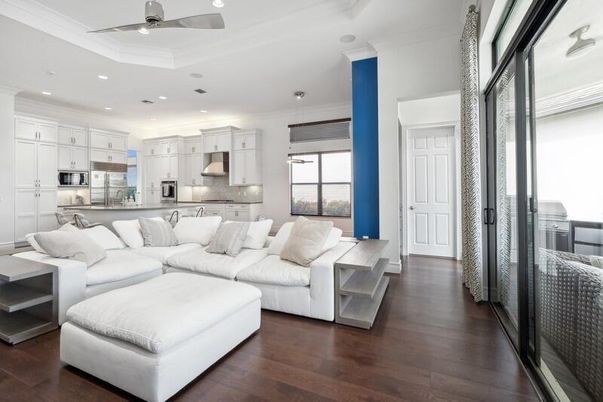 Interior, Kitchen, Living room, Pendant Lights, Recessed Lighting, Stainless Steel Appliances, Wood Texture Flooring