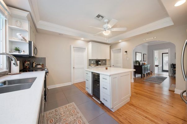 Interior, Kitchen, Recessed Lighting, Wood Texture Flooring
