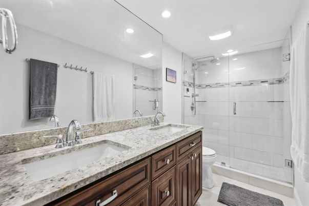 Bathroom, Dual Sink Vanities, Glass Shower, Interior, Recessed Lighting