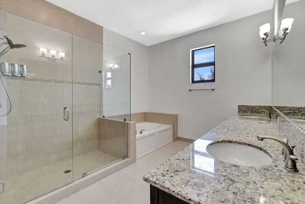 Bathroom, Dual Sink Vanities, Glass Shower, Interior, Recessed Lighting