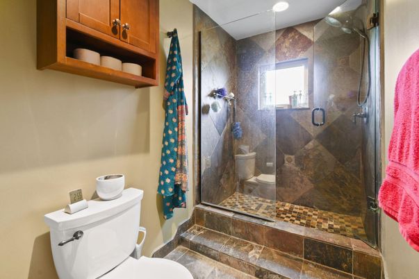 Bathroom, Glass Shower, Interior, Recessed Lighting