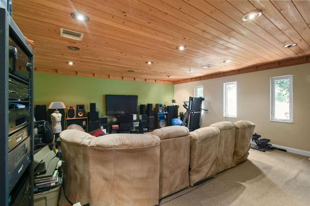 Interior, Living room, Recessed Lighting, Wooden Ceilings