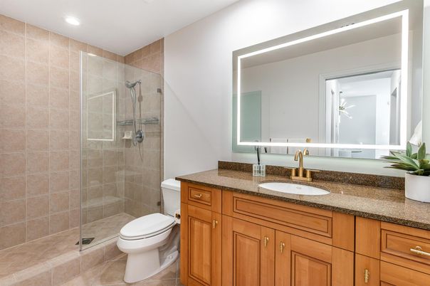 Bathroom, Glass Shower, Interior, Recessed Lighting