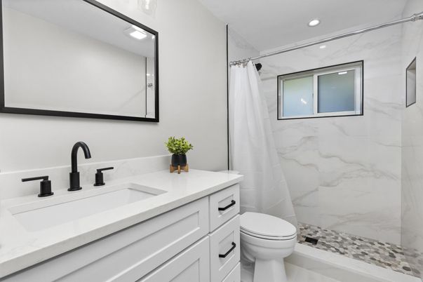 Bathroom, Interior, Marble Walls, Recessed Lighting