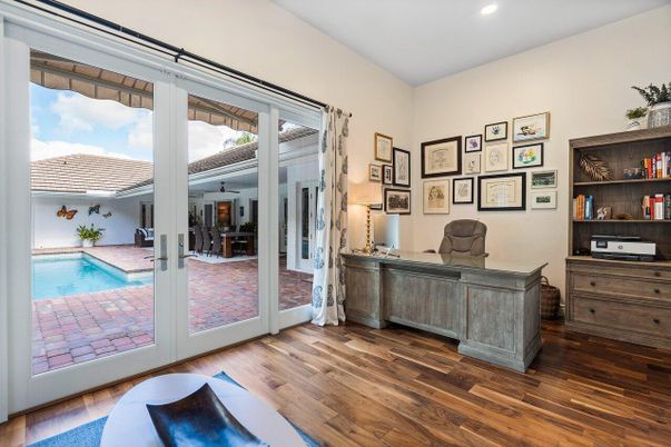 Home Office, Interior, Recessed Lighting, Wood Texture Flooring