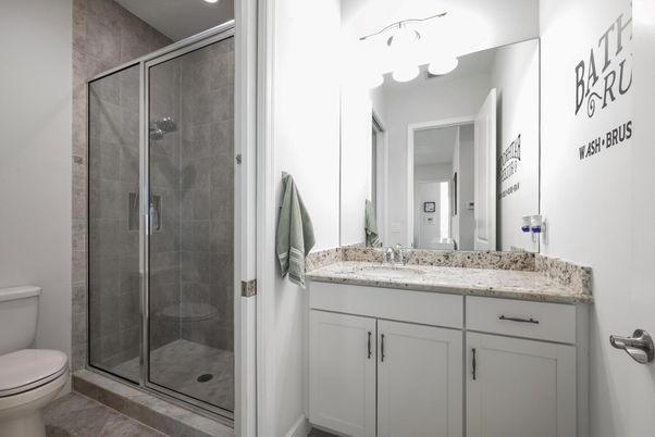 Bathroom, Glass Shower, Interior, Recessed Lighting