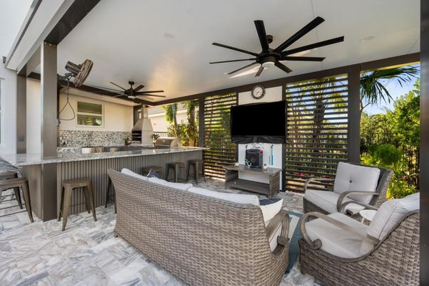 Exterior, Fireplace, Marble, Recessed Lighting