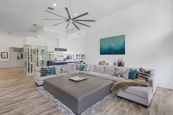 Interior, Kitchen, Living room, Pendant Lights, Recessed Lighting, Wood Texture Flooring
