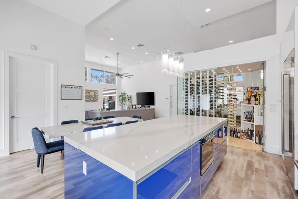 Interior, Pendant Lights, Recessed Lighting, Wine Storage, Wood Texture Flooring