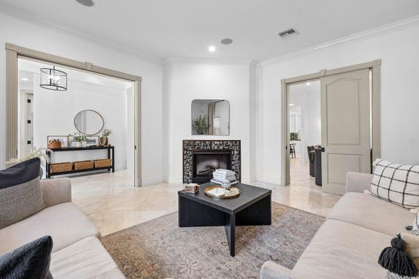 Fireplace, Interior, Living room, Recessed Lighting