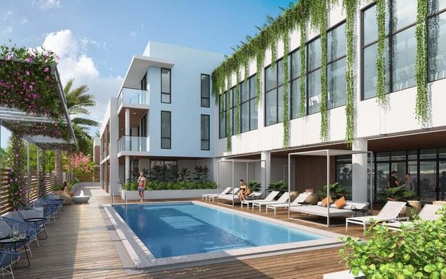 Exterior, Facade, Pool, Modern