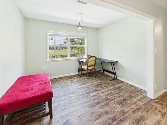 Home Office, Interior, Pendant Lights, Wood Texture Flooring