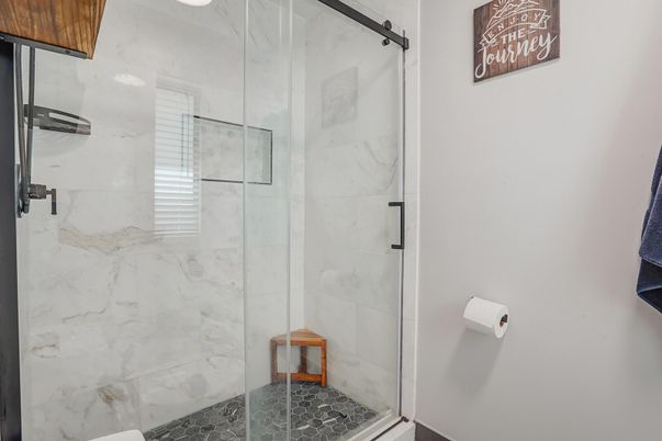 Bathroom, Glass Shower, Interior, Marble Walls