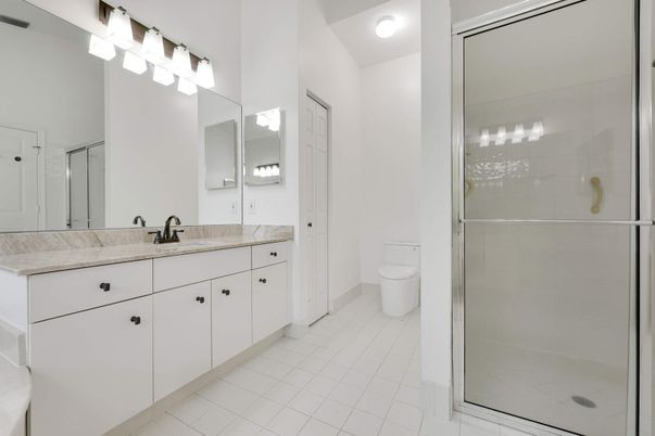 Bathroom, Dual Sink Vanities, Glass Shower, Interior