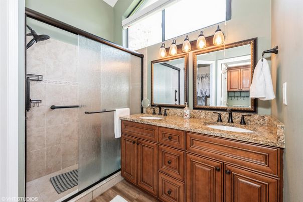 Bathroom, Dual Sink Vanities, Glass Shower, Interior