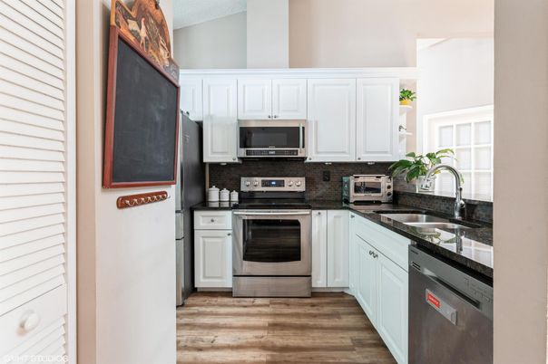 Interior, Kitchen, Stainless Steel Appliances, Wood Texture Flooring