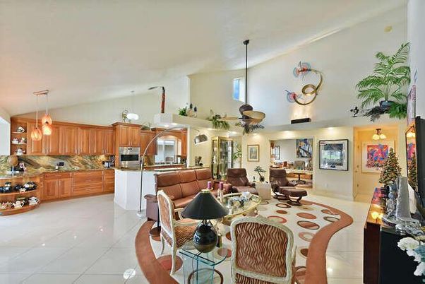 Dining room, Interior, Kitchen, Living room, Pendant Lights, Stainless Steel Appliances
