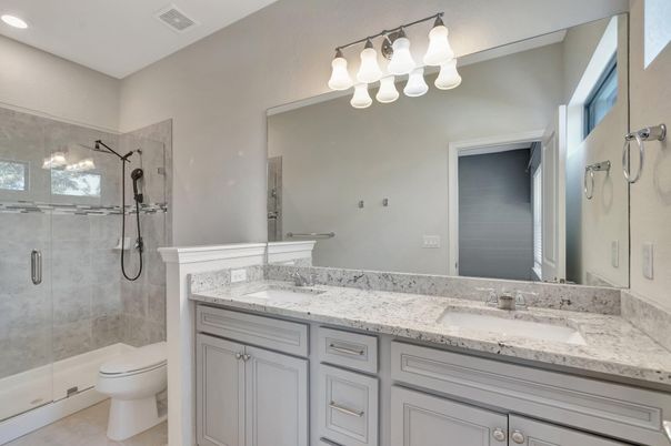 Bathroom, Dual Sink Vanities, Glass Shower, Interior, Recessed Lighting