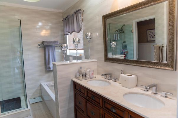 Bathroom, Dual Sink Vanities, Glass Shower, Interior