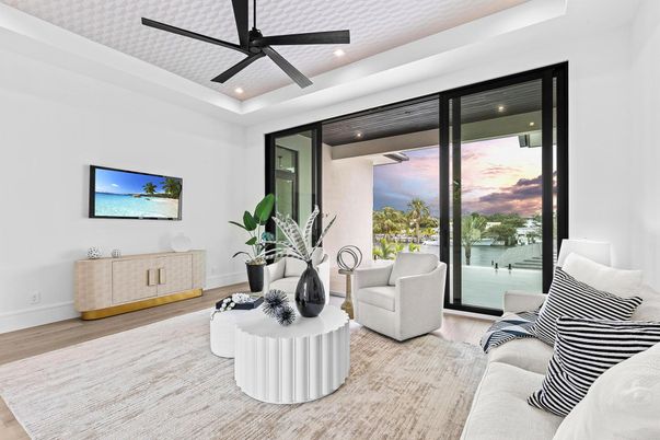 Interior, Living room, Recessed Lighting, Water, Wood Texture Flooring