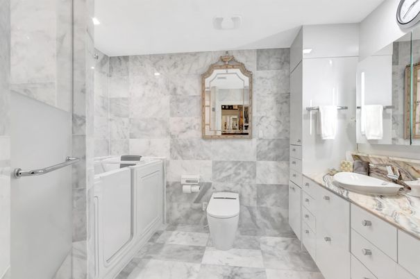 Bathroom, Dual Sink Vanities, Interior, Marble, Marble Walls