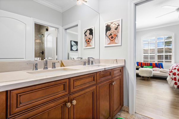 Bathroom, Dual Sink Vanities, Interior, Wood Texture Flooring
