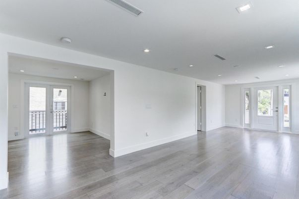 Empty room, Interior, Recessed Lighting, Wood Texture Flooring