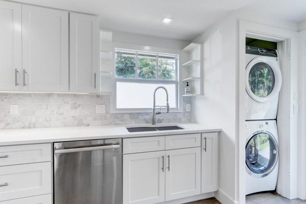 Interior, Kitchen, Recessed Lighting, Stainless Steel Appliances, Washer