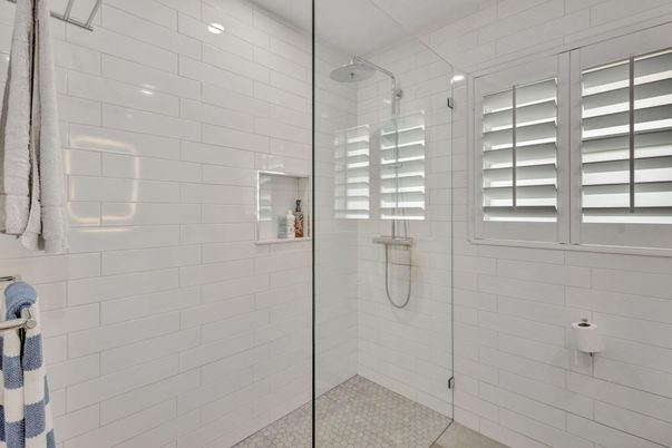 Bathroom, Glass Shower, Interior, Recessed Lighting