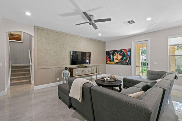 Interior, Living room, Recessed Lighting
