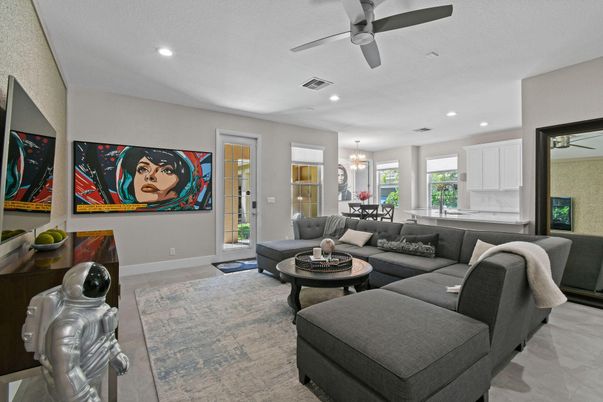 Chandelier, Dining room, Interior, Kitchen, Living room, Recessed Lighting