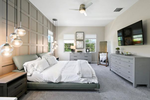 Bedroom, Interior, Pendant Lights