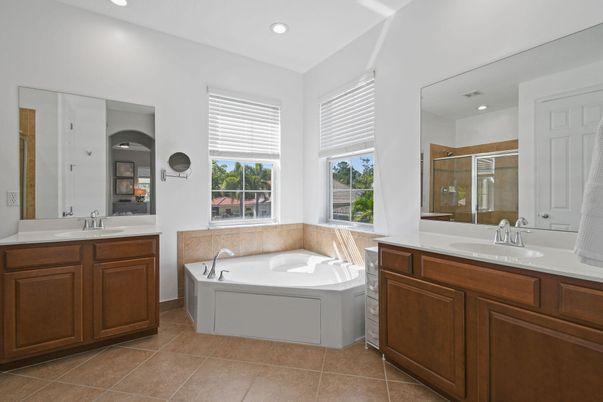Bathroom, Dual Sink Vanities, Glass Shower, Interior, Recessed Lighting