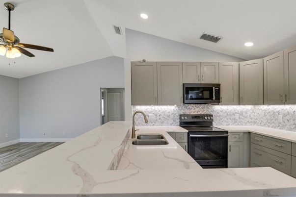Interior, Kitchen, Recessed Lighting, Wood Texture Flooring