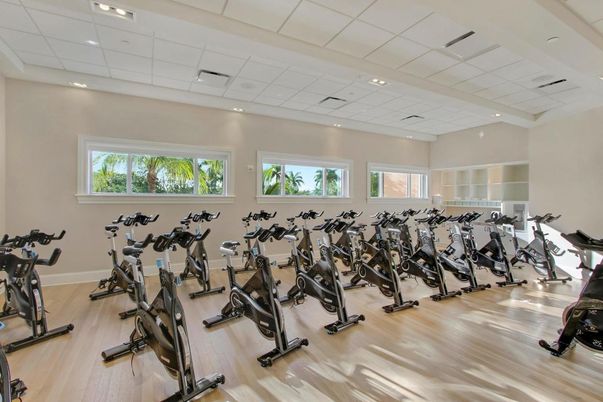 Fitness Equipment, Gym, Interior, Recessed Lighting, Wood Texture Flooring
