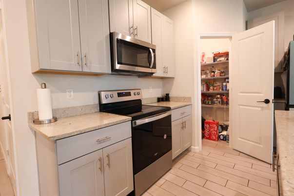 Interior, Kitchen, Stainless Steel Appliances, Wood Texture Flooring