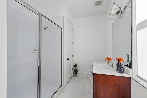 Bathroom, Glass Shower, Interior, Marble