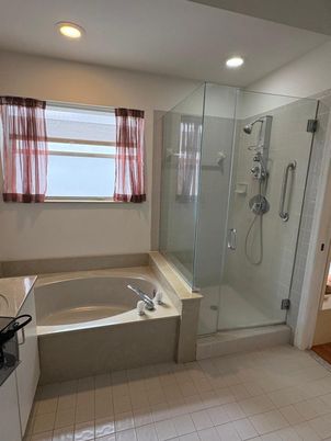 Bathroom, Glass Shower, Interior, Recessed Lighting