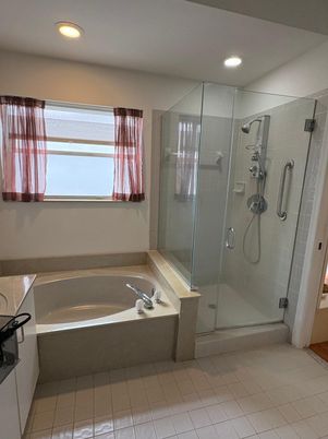 Bathroom, Glass Shower, Interior, Recessed Lighting