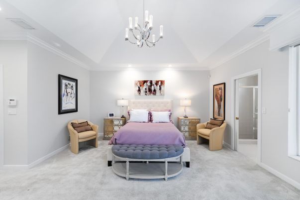 Bedroom, Chandelier, Interior, Recessed Lighting