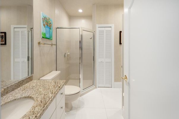 Bathroom, Glass Shower, Interior, Recessed Lighting