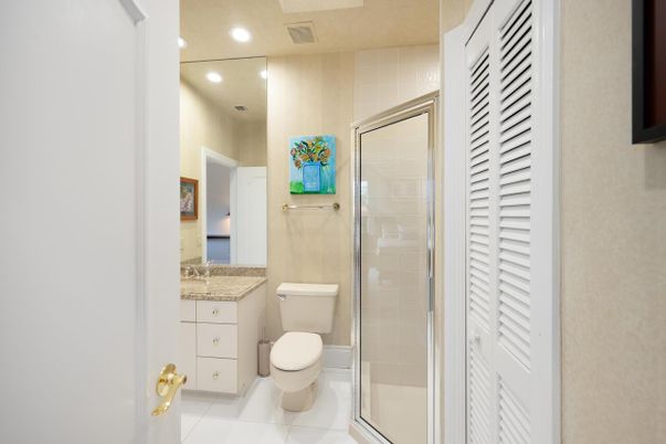 Bathroom, Glass Shower, Interior, Recessed Lighting