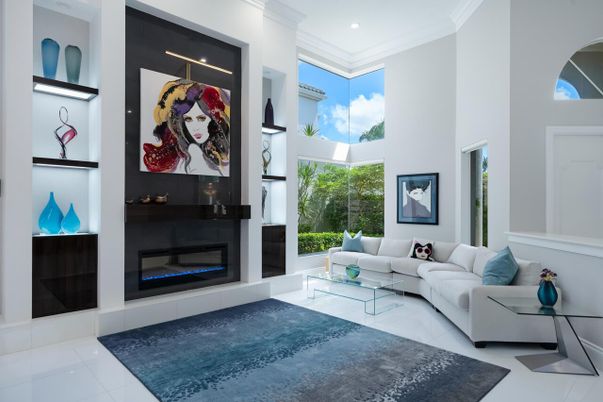 Fireplace, Interior, Living room, Recessed Lighting