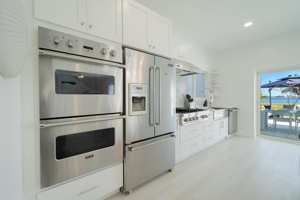 Interior, Kitchen, Recessed Lighting, Stainless Steel Appliances, Water