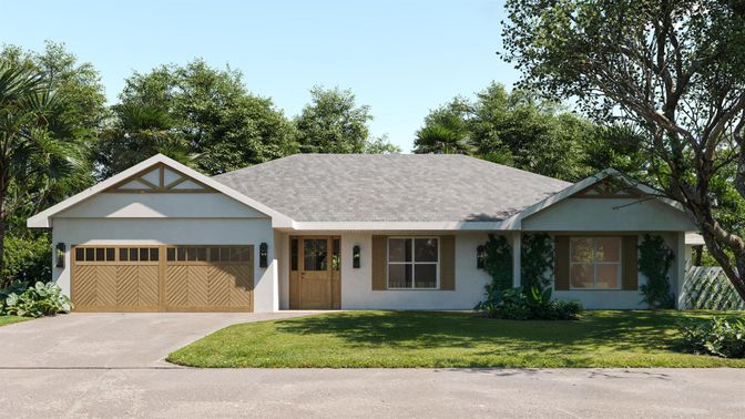 Attached, Exterior, Facade, Ranch