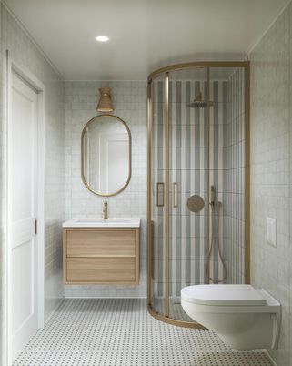 Bathroom, Glass Shower, Interior, Recessed Lighting